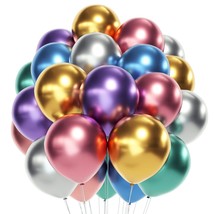 Chrome Metallic Balloons 12 Inch 80Pcs Latex Party Balloons Assorted Color Multi - £14.95 GBP