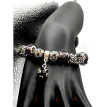 Vintage Silver Plated Pink/Purple Swarovski Crystal Charm Bracelet - $84.15