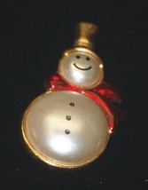 Smiley Snowman Gold Tone w Faux Pearls Jelly Belly Pin Brooch Costume Jewelry - £13.18 GBP