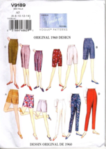 Vogue V9189 Misses 6 to 14 Circa 1960 Shorts and Pants UNCUT Sewing Pattern - £16.23 GBP