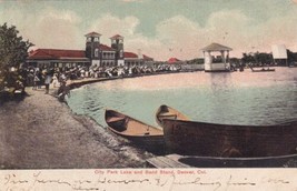 City Park Lake and Band Stand Boats Denver Colorado CO 1907 Postcard D60 - $4.99