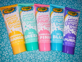 Crayola Bathtub Finger Paint Soap Tubes 3oz Lot of 5 Pastel Colors Fun Easy - £10.18 GBP