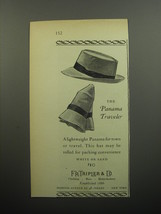 1957 F.R. Tripler &amp; Co. Panama Traveler Hat Advertisement - £14.55 GBP