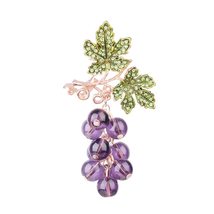 Alloy Hot Women Jewelry Cute Luxury Pin Purple Grape Brooch Diamond-studded(gold - £8.92 GBP