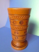 Vintage USSR Soviet Pottery Latvia Folk Art Wood rezboy Cup Vase Handmade  - £15.76 GBP