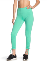 Z by Ella Ruched Tie Hem High Waist 7/8 Leggings Small Green Serene - £13.54 GBP