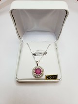 Crystals From Swarovski Halo Necklace In Rhodium Overlay Cloudy Pink New - £39.03 GBP
