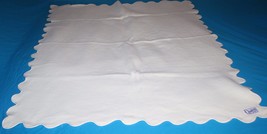 Quiltex Quality Products Ivory Baby Blanket Scalloped Edge Satin Trim 36x42&quot; Vtg - £20.95 GBP