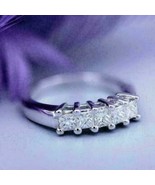 Anniversary Band 2.50Ct Princess Cut Diamond Wedding Ring 14K White Gold... - £195.88 GBP