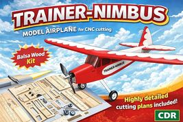 airplane plans, Trainer Nimbus RC airplane drawings CDR CNC balsa cuttin... - $18.88