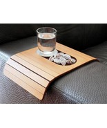 Flexible Light Walnut Sofa Arm Table, Over-the-Couch Tray with Coaster a... - $93.19 CAD