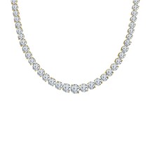 13CT D/VVS1 Véritable Moissanite Femme Tennis Collier En 14K or Jaune Plaqué - £560.34 GBP