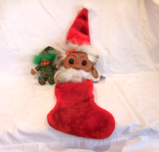 TROLL Large 31&quot; Merry Christmas Stocking Retro Smithy Norfin + Lil Elf Troll Tag - £16.57 GBP