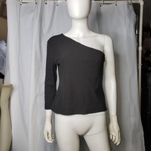 Moda International Top Womens Large Black Asymmetrical One Shoulder Nylo... - $17.81