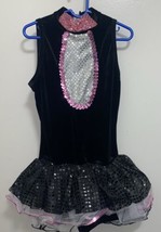 Curtain Call Girls Dance Costume CM M Medium Black &amp; Pink Silver Jazz Ch... - $9.49