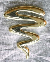 Fabulous Art Moderne Gold-tone Squiggle Brooch 1980s Vintage 2 1/2&quot; - £10.23 GBP