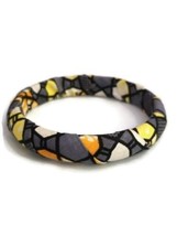 Livid Orange Yellow Striped Cloth Ethnic Cuff Bracelet - $13.66