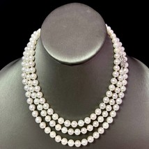 Natural Akoya Pearl Diamond Necklace 49&quot; 18k WG 7 mm Certified $5,950 307927 - £2,345.84 GBP