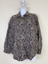 Lizwear By Liz Claiborne Womens Size PM Purple Paisley Button Up Shirt Pocket - £5.93 GBP