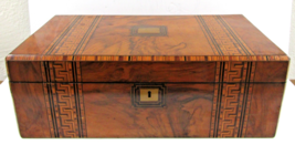 Victorian Burr Walnut Parquetry Inlaid Writing Slope Portable Desk Turnb... - $19,835.05 MXN