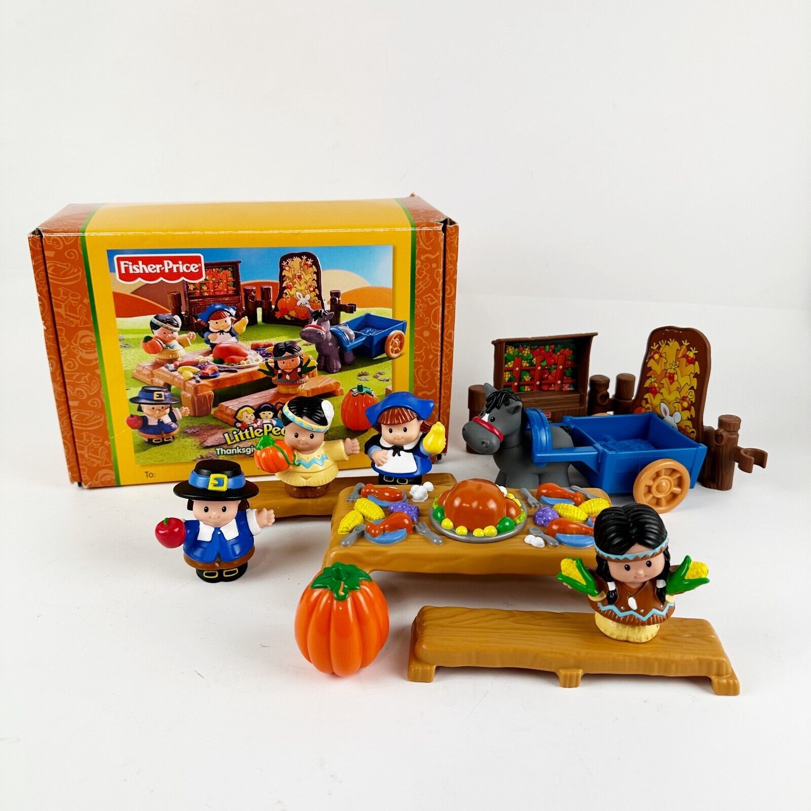 Primary image for Fisher Price Little People THANKSGIVING CELEBRATION SET Pilgrims Indians 2006