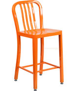 Mid-Century Orange &#39;Navy Style Counter Stool Cafe Patio Chair Outdoor Co... - $2,941.74 MXN