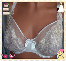  34B Victorias Secret White Satin Gold Floral Very Sexy Bridal Wedding UW Bra - £31.23 GBP