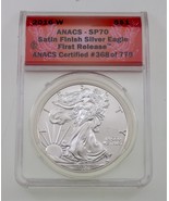 2016-W S$1 Silver American Eagle Burnished Graded by ANACS as SP70 First... - £78.68 GBP