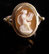 Antique Aphrodite cameo ring / art Nouveau setting  size 6 1/2 - 800 sil... - $175.00