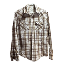 Aeropostale Western Pearl Snap Shirt Mens Medium Brown Vintage Fit Cowboy - £10.12 GBP