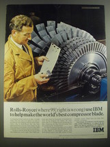 1967 IBM Computers Ad - Rolls-Royce (where 99% right is wrong) use IBM - $18.49