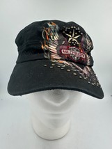 Harley Davidson Hat Cap Medium Cadet Style Star Wings Motorcycles Brass Studded - £14.62 GBP