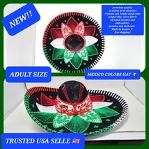adults dark black with  mexico colors mexican charro sombrero MARIACHI HAT  - $99.99