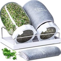 Sun &amp; Sprouts Complete Sprouting Kit - 2 Large Wide-Mouth Mason Jars Premium ... - £42.19 GBP