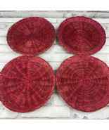 Wicker Paper Plate Holders Red Rattan Picnic BBQ Camping Lot of 4 Vintag... - £16.21 GBP