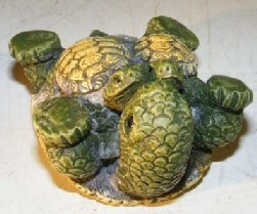 Minature Turtle Figurine   Three Turtles - Two Baby Turtles on Stomach - £6.25 GBP