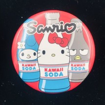 Sanrio Kawaii Soda Red Round Pin Button Badge 2.25&quot; Diameter Hello Kitty - £7.44 GBP