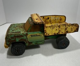 Tonka Green and Yellow Pressed Steel Dump Truck 13190 Very Rusty - $25.35