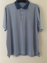Peter Millar Polo Shirt Men&#39;s Extra Large Blue Stripe Summer Comfort Log... - $24.63