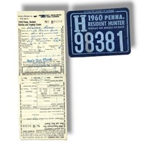 VTG 1960 PENNA Pennsylvania Resident Hunter Hunting License Deer Bear Tag  - $19.95