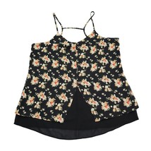 Forever 21 Shirt Womens M Black Floral V Neck Spaghetti Strap Racerback Tank Top - £17.09 GBP