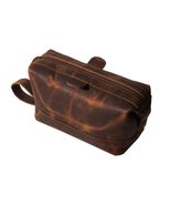 Men&#39;s Buffalo Genuine Leather Toiletry Bag Waterproof Dopp Kit Shaving B... - £32.25 GBP