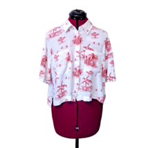 Ana Button Front Shirt Red White Women Size Large Pockets - £13.39 GBP