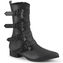 DEMONIA WAR110-B/BVL Men&#39;s Unisex Pointed Toe Black Winklepicker Mid-Cal... - £74.12 GBP