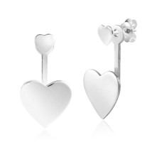 Love Inspired Two-Piece Front to Back Hearts Sterling Silver Dangle Earrings - £9.92 GBP