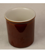 HALL USA Pottery Brown Glossy Utensil Crock 5 1/2” tall 5” in diam Vinta... - $14.06