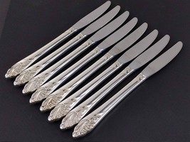 Oneida Community EVENING STAR 8 Modern Hollow Dinner Knives 8-1/2&quot; Silverplate - £17.74 GBP