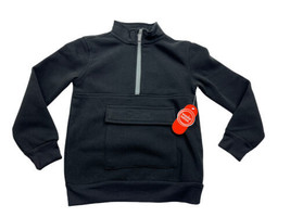 Wonder Nation 1/4 Zip Long Sleeve Fleece Pullover Black Boy&#39;s Pocket Sz ... - £9.58 GBP