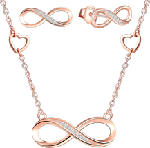 Mother&#39;s Day Gifts for Mom Her, Jewelry Sets Zircon Infinity Heart Necklace Earr - £28.76 GBP