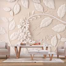 Tiptophomedecor Peel and Stick Floral Wallpaper Wall Mural - Paper Flowers Beige - £47.17 GBP+